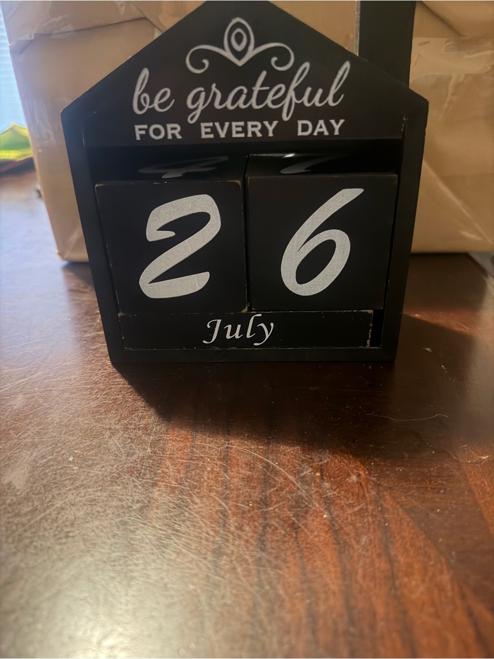 Be Grateful Perpetual Desk Calendar - Black & White